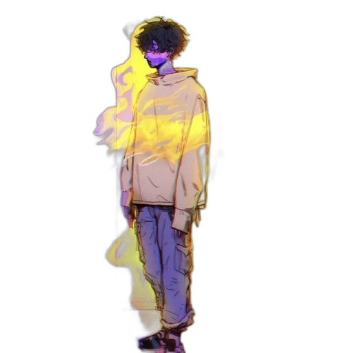 jacket, mask, creature, staff transparent PNG cut-out