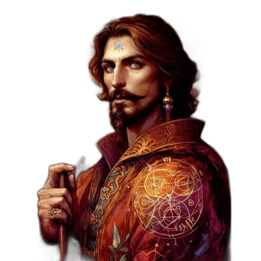 face, sword, staff, fantasy art transparent PNG cut-out