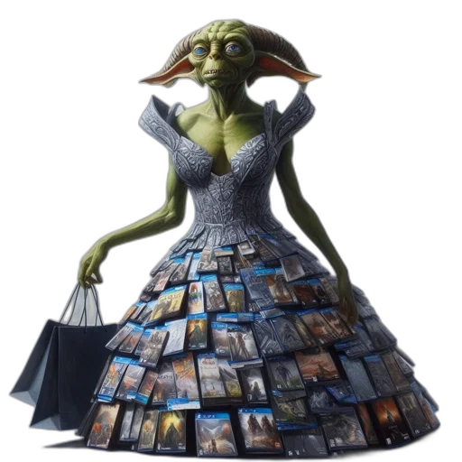 dress, robot, creature, staff transparent PNG cut-out