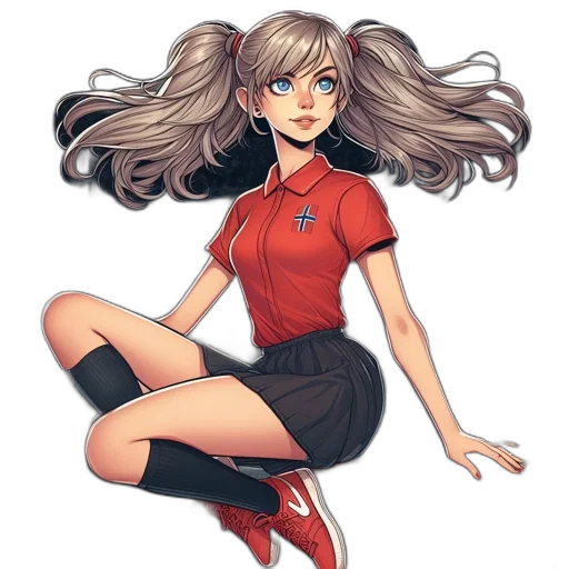 hair, staff, dress, robot transparent PNG cut-out