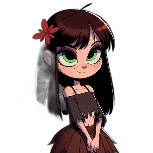 staff, dress, creature, flower transparent PNG cut-out
