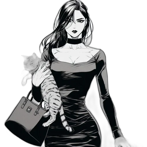 dress, jewelry, staff, comic book art transparent PNG cut-out