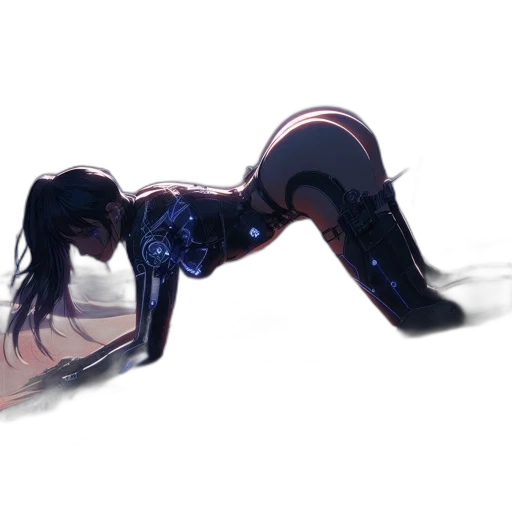 hair, creature, robot, staff transparent PNG cut-out
