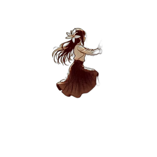 hair, dress, staff, creature transparent PNG cut-out