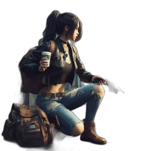 jacket, weapon, concept art, cyberpunk transparent PNG cut-out