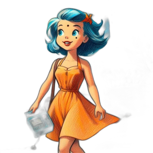 dress, robot, staff, concept art transparent PNG cut-out