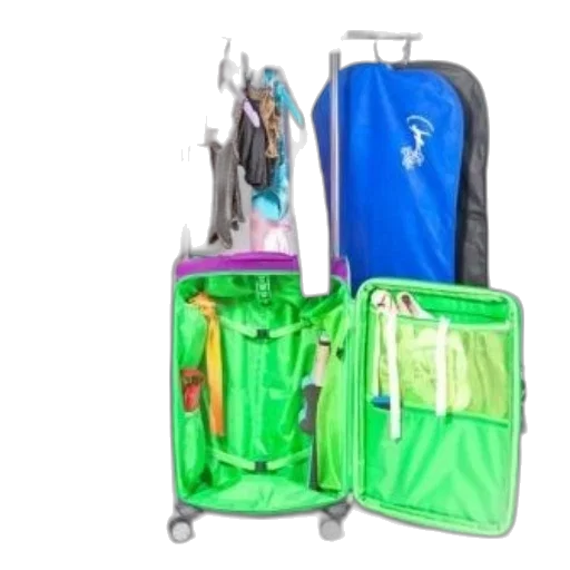 neon, colorful, suitcase, green transparent PNG cut-out