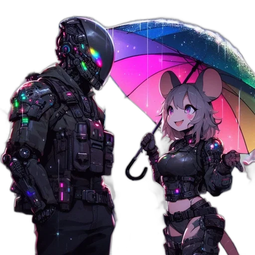 umbrella, jacket, robot, weapon transparent PNG cut-out