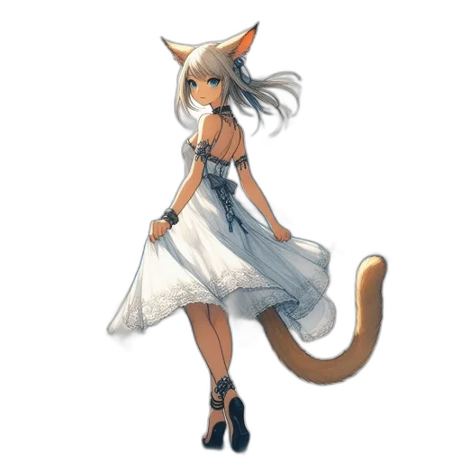 dress, staff, animal, concept art transparent PNG cut-out