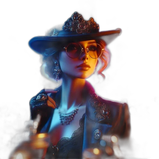 jacket, hat, jewelry, face transparent PNG cut-out