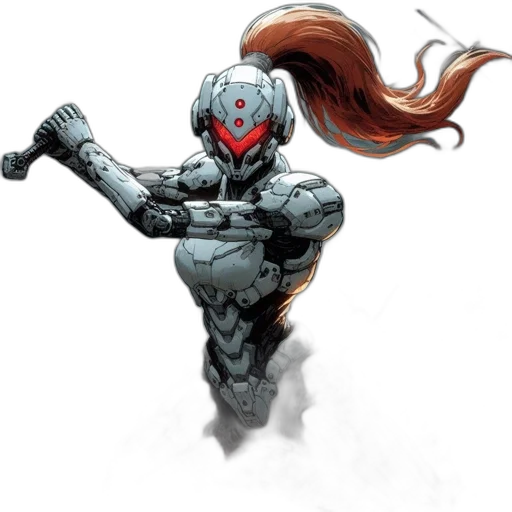 robot, mask, weapon, comic book art transparent PNG cut-out
