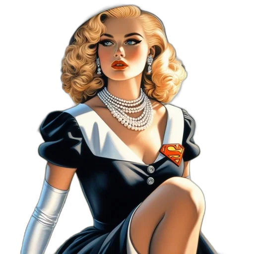 dress, jewelry, comic book art, cartoon transparent PNG cut-out