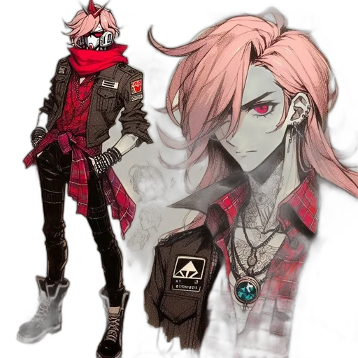 jacket, staff, mask, creature transparent PNG cut-out