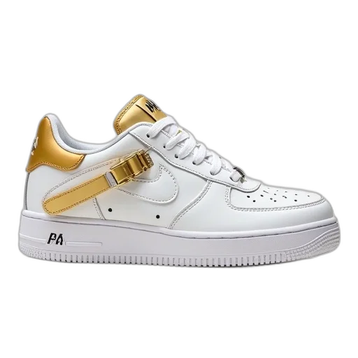 shoes, white, leather, gold transparent PNG cut-out