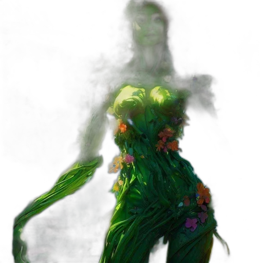 creature, dress, staff, dragon transparent PNG cut-out