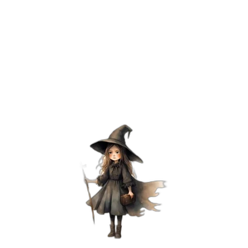 staff, hat, dress, creature transparent PNG cut-out