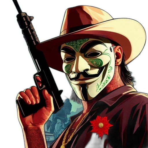 mask, weapon, face, comic book art transparent PNG cut-out