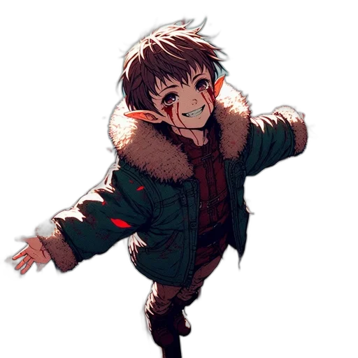 jacket, creature, staff, weapon transparent PNG cut-out