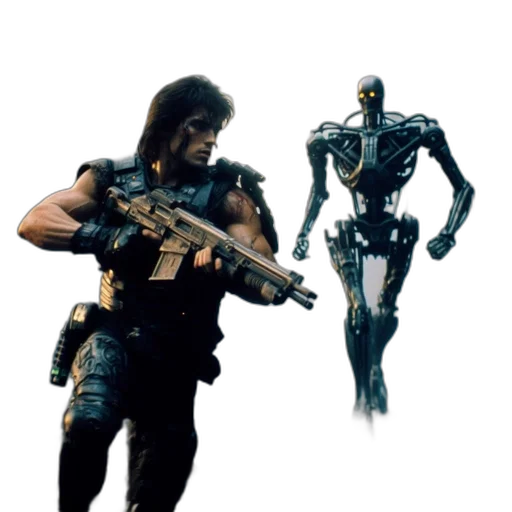 robot, weapon, concept art, cyberpunk transparent PNG cut-out