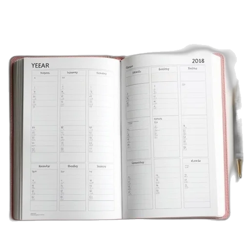2018, year, planner, hardcover transparent PNG cut-out