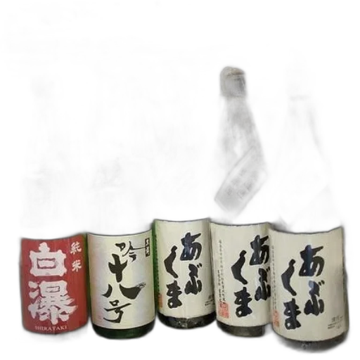 bottle, photorealistic, variety, japanese transparent PNG cut-out