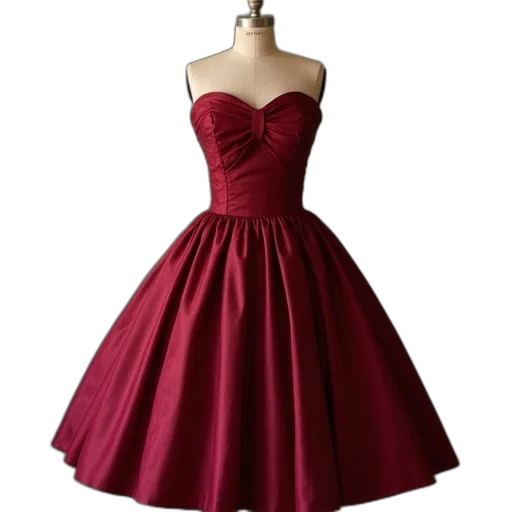dress, red, vintage, 1950 transparent PNG cut-out
