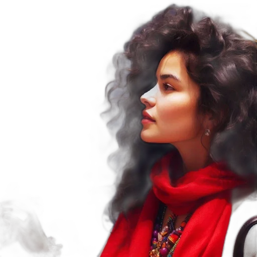hair, jacket, face, photorealistic transparent PNG cut-out