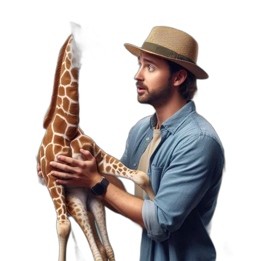 animal, hat, staff, photorealistic transparent PNG cut-out