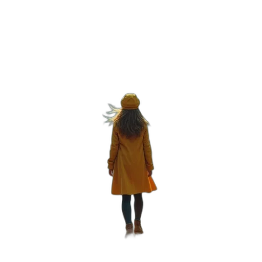 jacket, dress, hair, hat transparent PNG cut-out