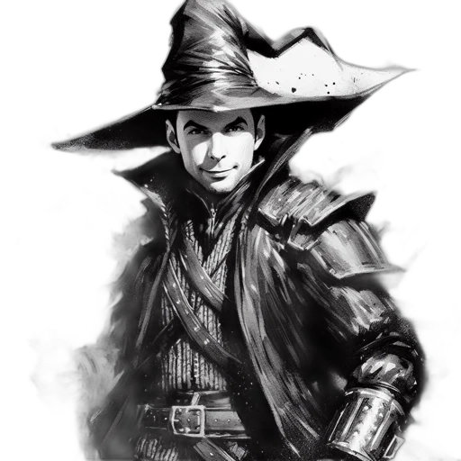 hat, staff, jacket, fantasy art transparent PNG cut-out