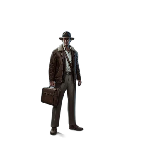 hat, staff, jacket, robot transparent PNG cut-out