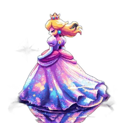 dress, crown, jewelry, pixel art transparent PNG cut-out