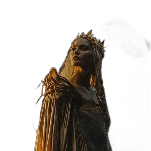 crown, dress, staff, face transparent PNG cut-out