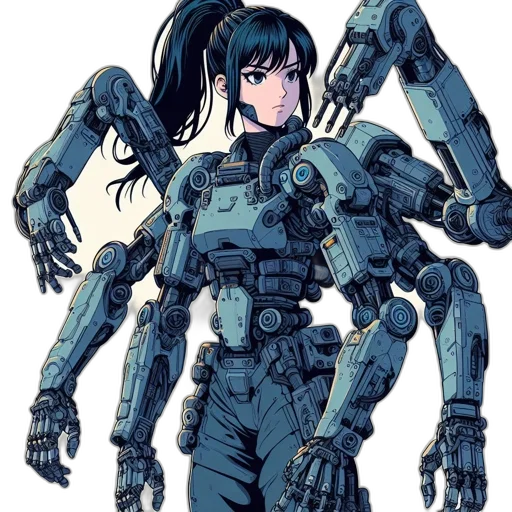 robot, weapon, concept art, cyberpunk transparent PNG cut-out