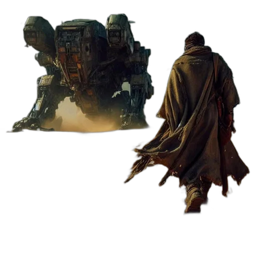 jacket, robot, creature, weapon transparent PNG cut-out
