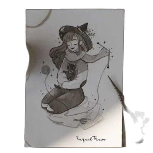 dress, staff, pencil sketch, concept art transparent PNG cut-out
