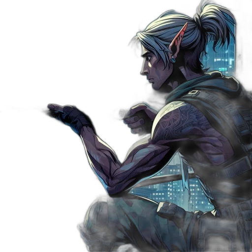 creature, concept art, cyberpunk, comic book art transparent PNG cut-out