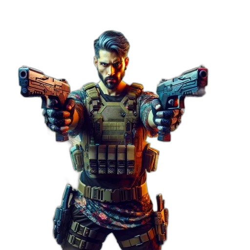 weapon, face, concept art, 3d render transparent PNG cut-out