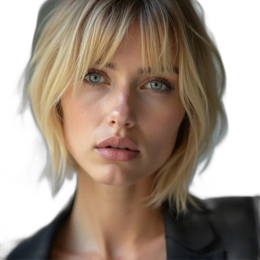 face, hair, jacket, staff transparent PNG cut-out