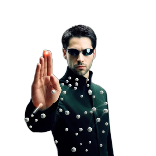 jacket, staff, robot, 3d render transparent PNG cut-out