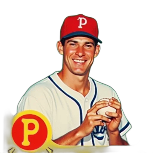 vintage, baseball, card, featuring transparent PNG cut-out