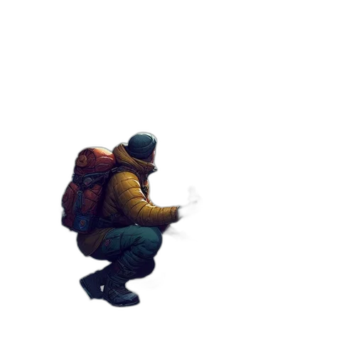 jacket, weapon, robot, staff transparent PNG cut-out