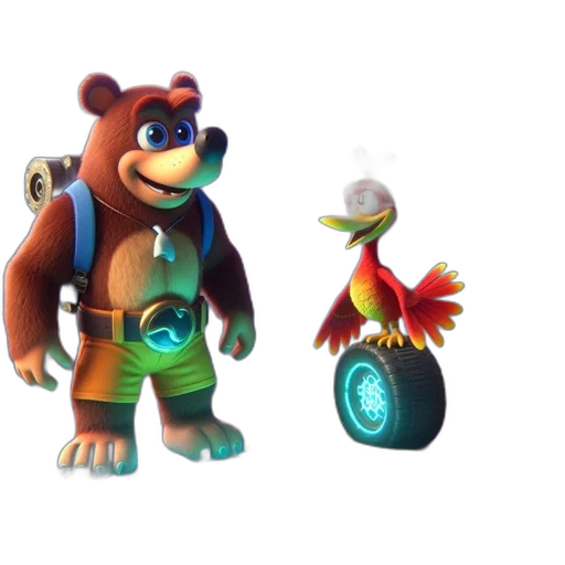 concept art, 3d render, two, animated transparent PNG cut-out