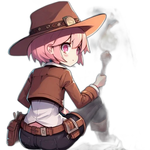 staff, weapon, hat, jacket transparent PNG cut-out