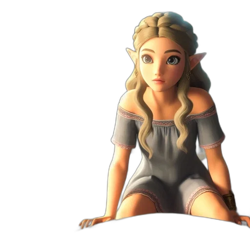 dress, face, staff, 3d render transparent PNG cut-out