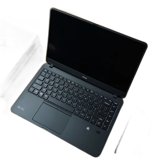 3d render, black, laptop, open transparent PNG cut-out