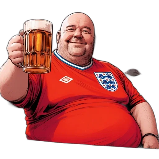 enthusiastic, man, red, football transparent PNG cut-out