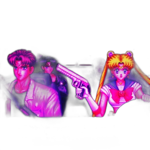 weapon, staff, vaporwave, pixel art transparent PNG cut-out