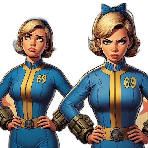 comic book art, concept art, cartoon, two transparent PNG cut-out