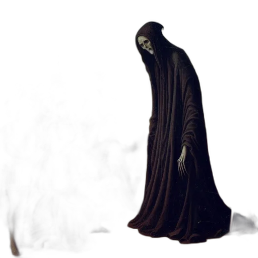 dress, creature, staff, mask transparent PNG cut-out